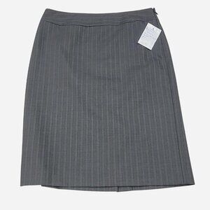 Banana Republic Gray Pinstripe Midi Skirt | Women's Petite 0P